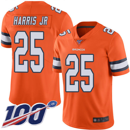 Men Denver Broncos #25 Chris Harris Jr Limited Orange Rush Vapor Untouchable 100th Season Football NFL Jersey